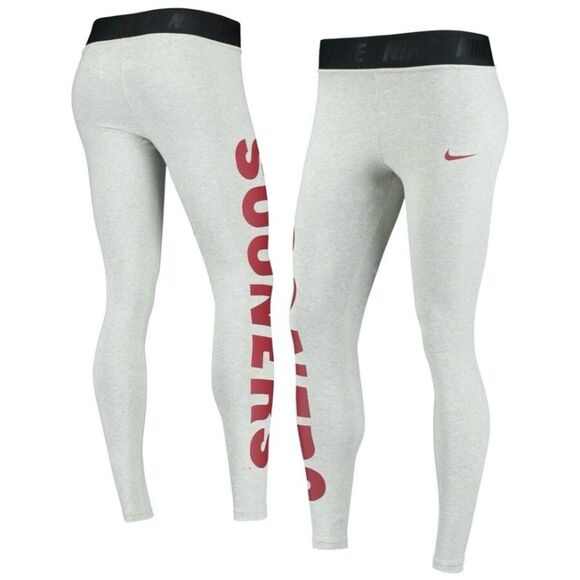 Nike Pants - Nike OU Oklahoma Sooners High-Waisted Dri Fit Athletic Leggings Heathered Gray L